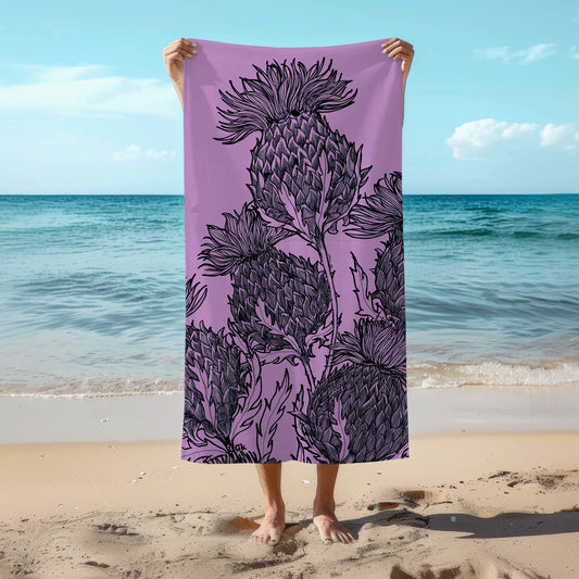 Black Thistle Beach Towel