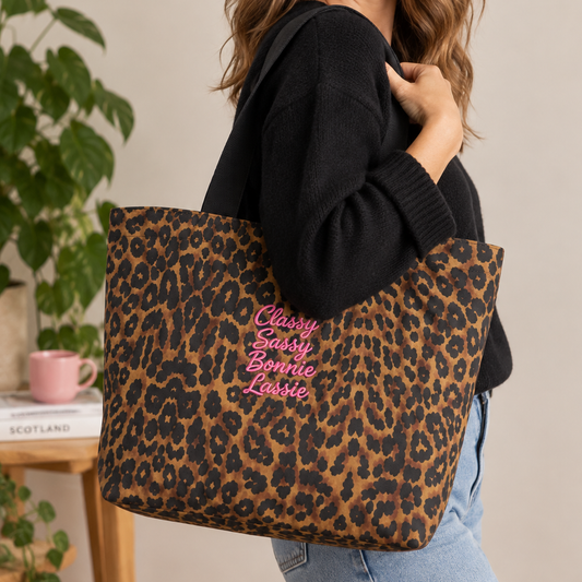 Classy Lassie Leopard Print Carryall Tote