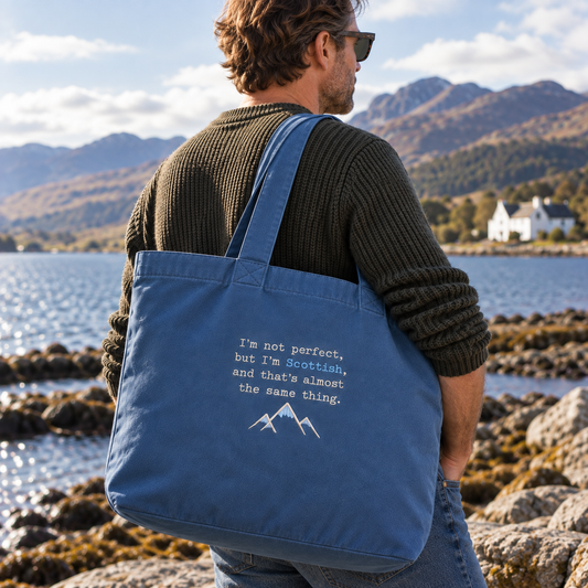 Perfectly Scottish Embroidered Denim Shopper