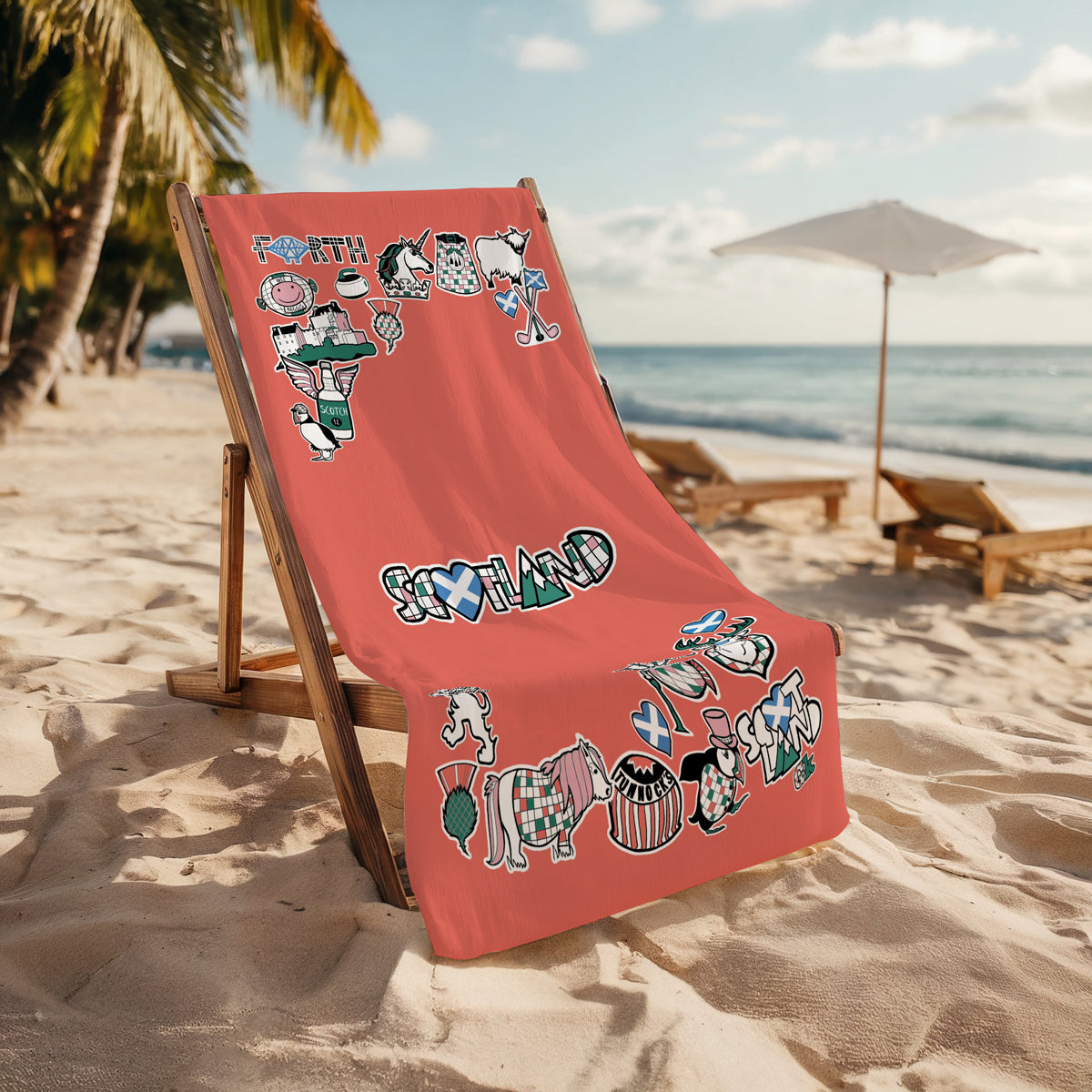 Stuck On Scotland Beach Towel - red
