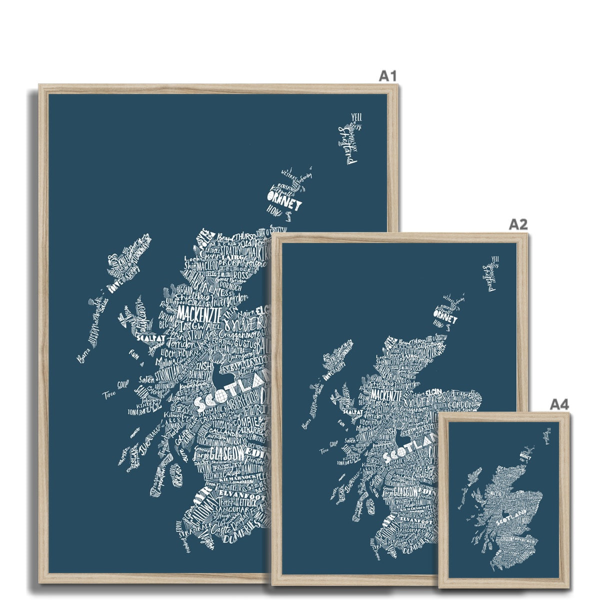 Mapped Out Petrol Blue Framed Print