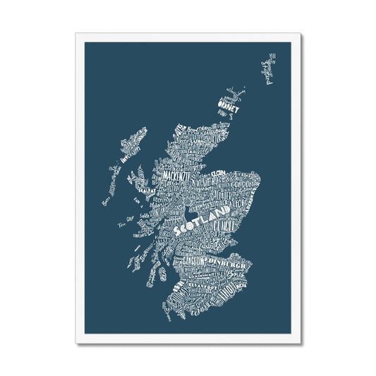 Mapped Out Petrol Blue Framed Print