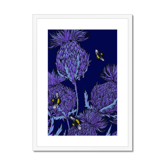 Midnight Thistle Framed & Mounted Print