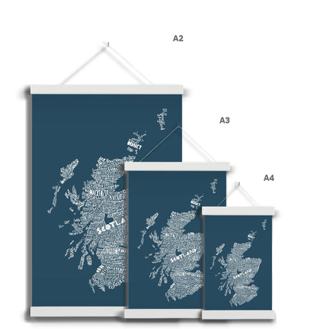 Mapped Out Petrol Blue Fine Art Print with Hanger