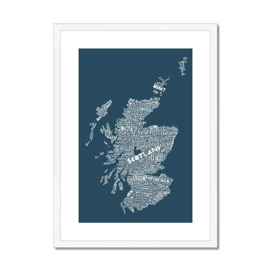 Mapped Out Petrol Blue Framed & Mounted Print