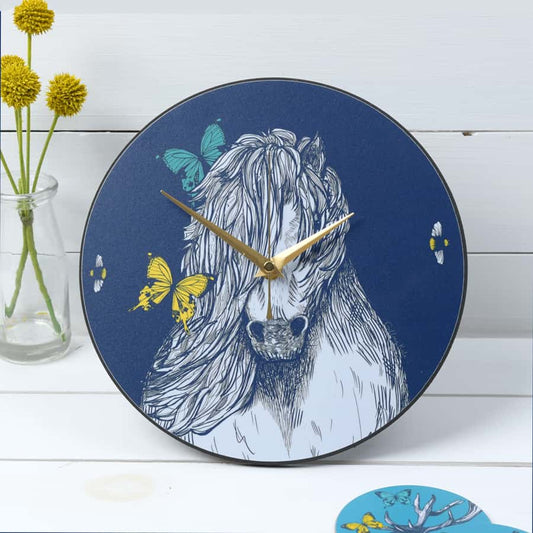 shetland-pony-butterflies-bees-clock-gillian-kyle