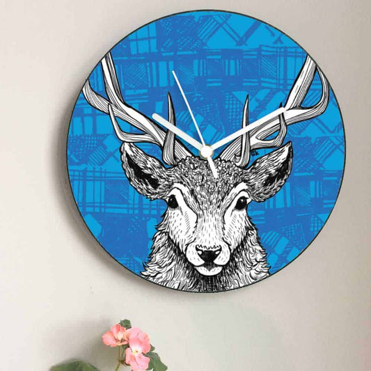 tartan-animals-stag-clock-gilliankyle-2