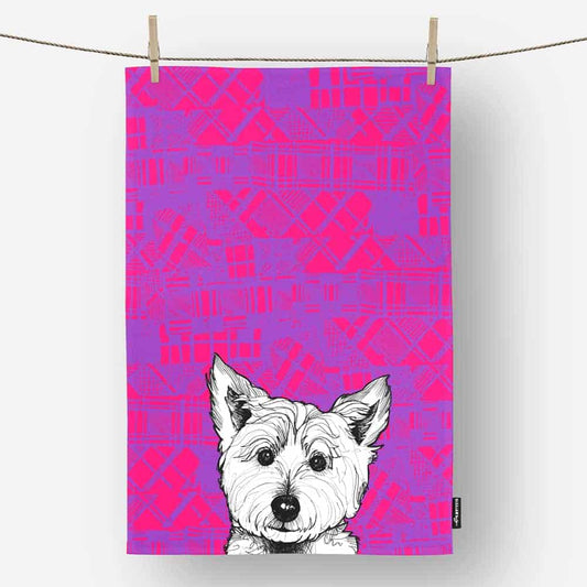 tartan-westie-tea-towel-gilliankyle