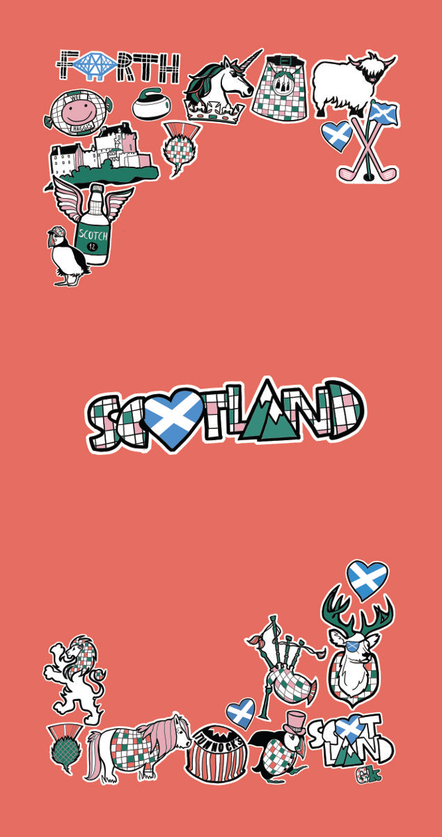 Scotland Stickers Beach Towel