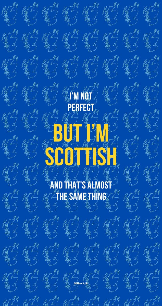 Perfectly Scottish Typography Beach Towel Blue