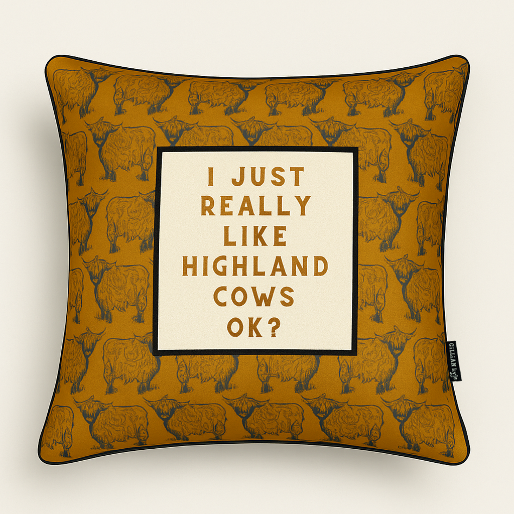 Highland Cow Confession Cushion