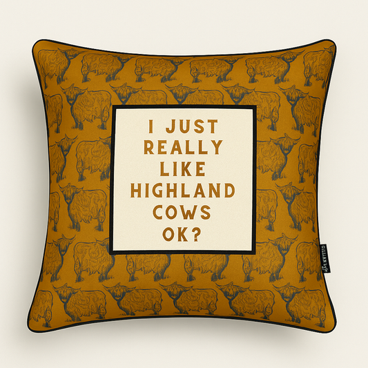 Highland Cow Confession Cushion