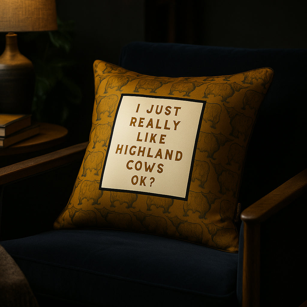 Highland Cow Confession Cushion