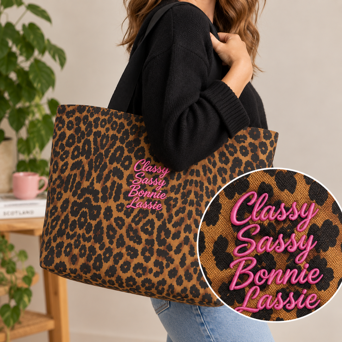 Classy Lassie Leopard Print Carryall Tote