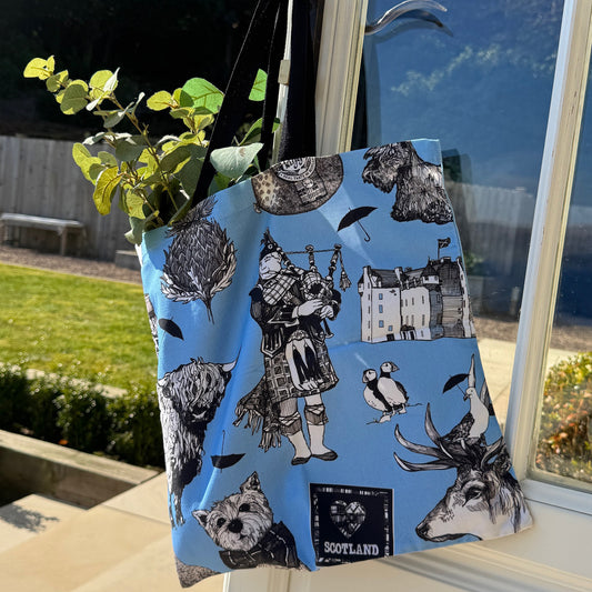 Love Scotland Heavyweight Tote - sky blue