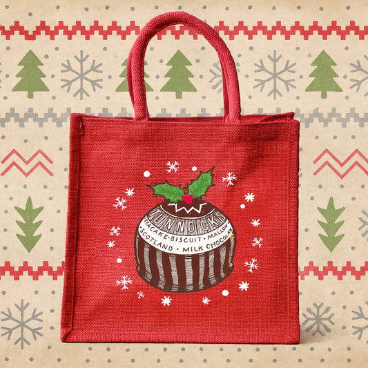 Tea Cake Xmas Pud Jute Tote