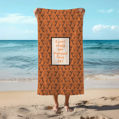 Highland Cow Fan Club Beach Towel