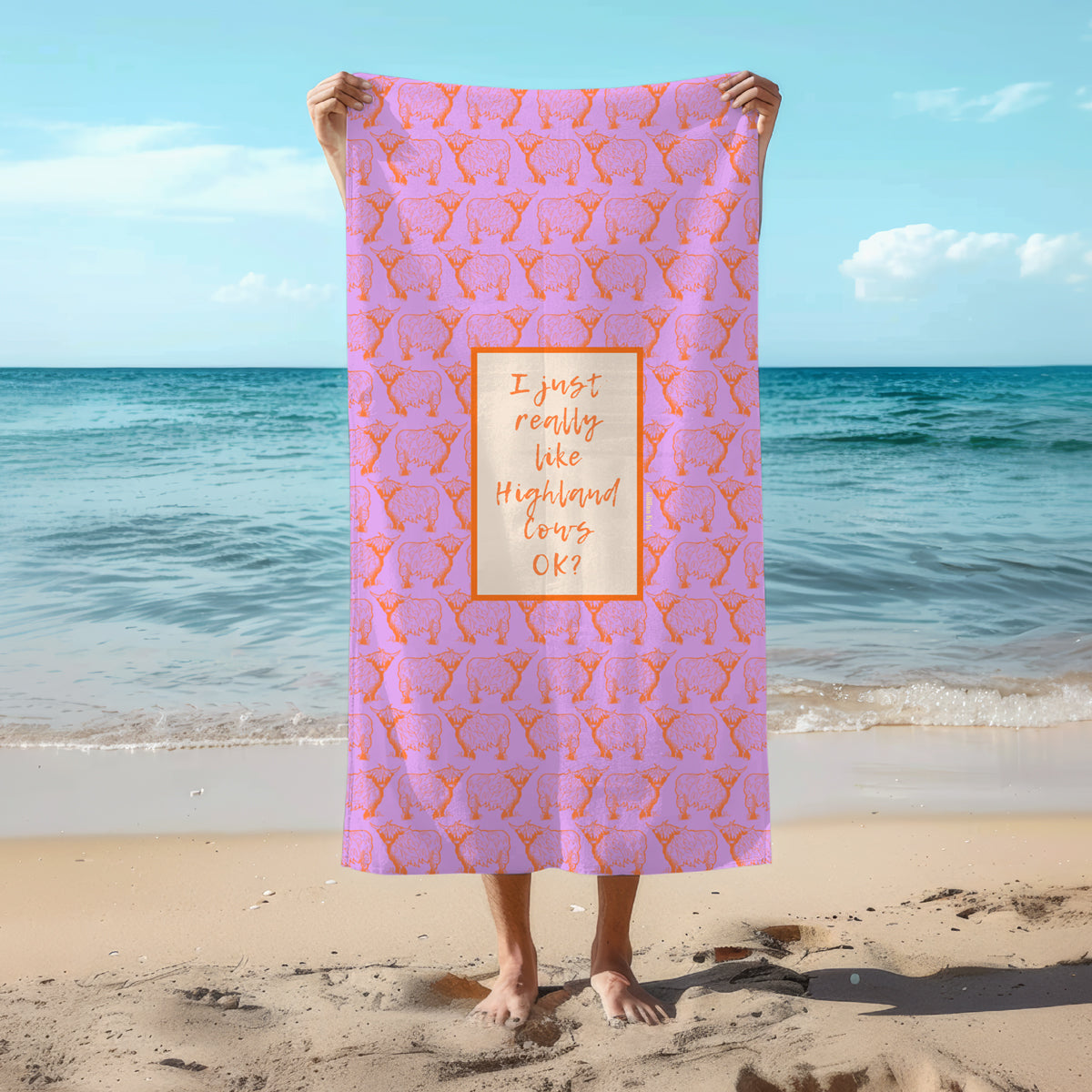 Highland Cow Confession Beach Towel (+ colours)