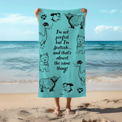 Perfectly Scottish Characters Beach Towel - green