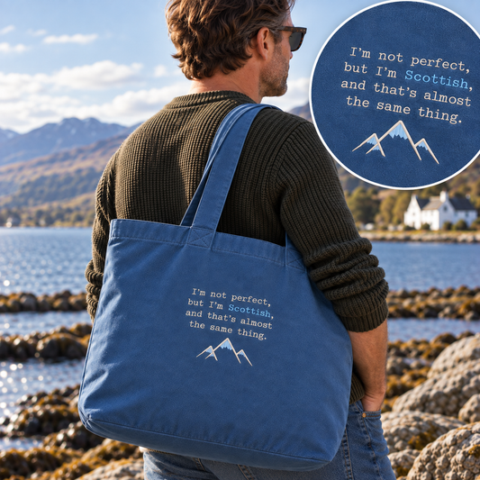Perfectly Scottish Embroidered Denim Shopper