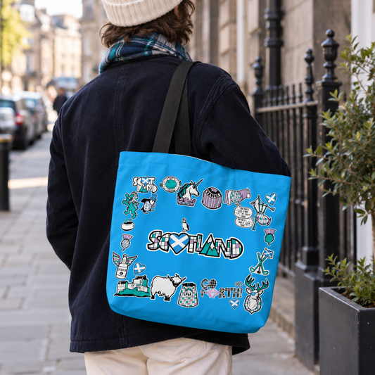 Stuck On Scotland Sturdy Tote - blue