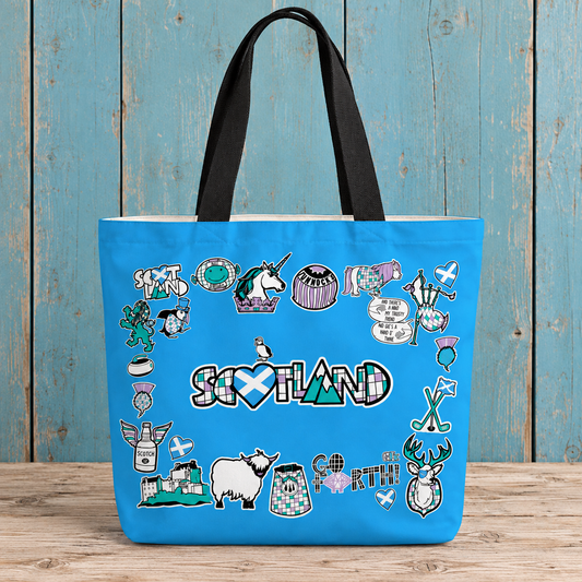 Stuck On Scotland Sturdy Tote - blue
