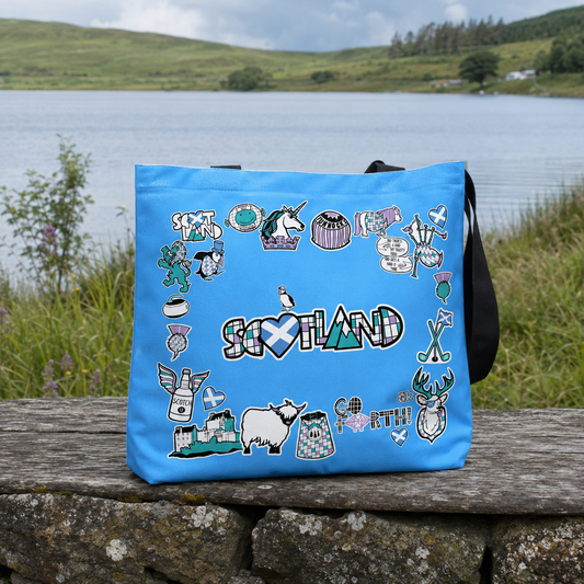 Stuck On Scotland Sturdy Tote Bag - blue