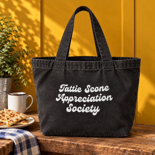 Tattie Scone Appreciation Society Shopper - vintage wash black