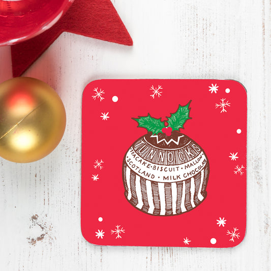Tea Cake Christmas Pudding Individual Coaster