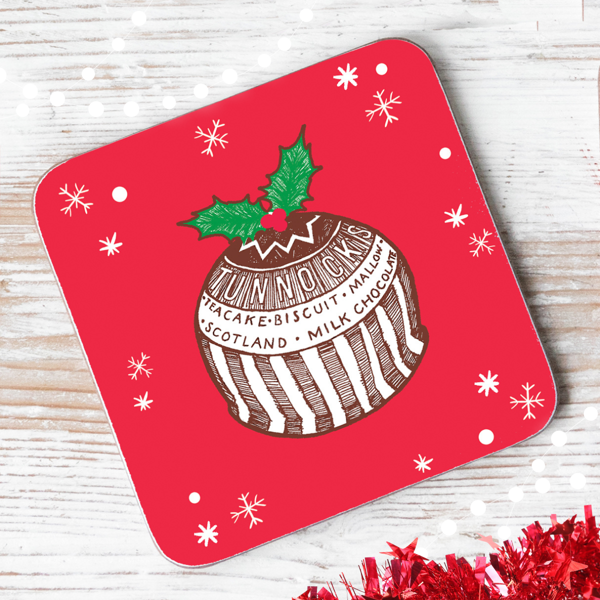 Tea Cake Christmas Pudding Individual Coaster