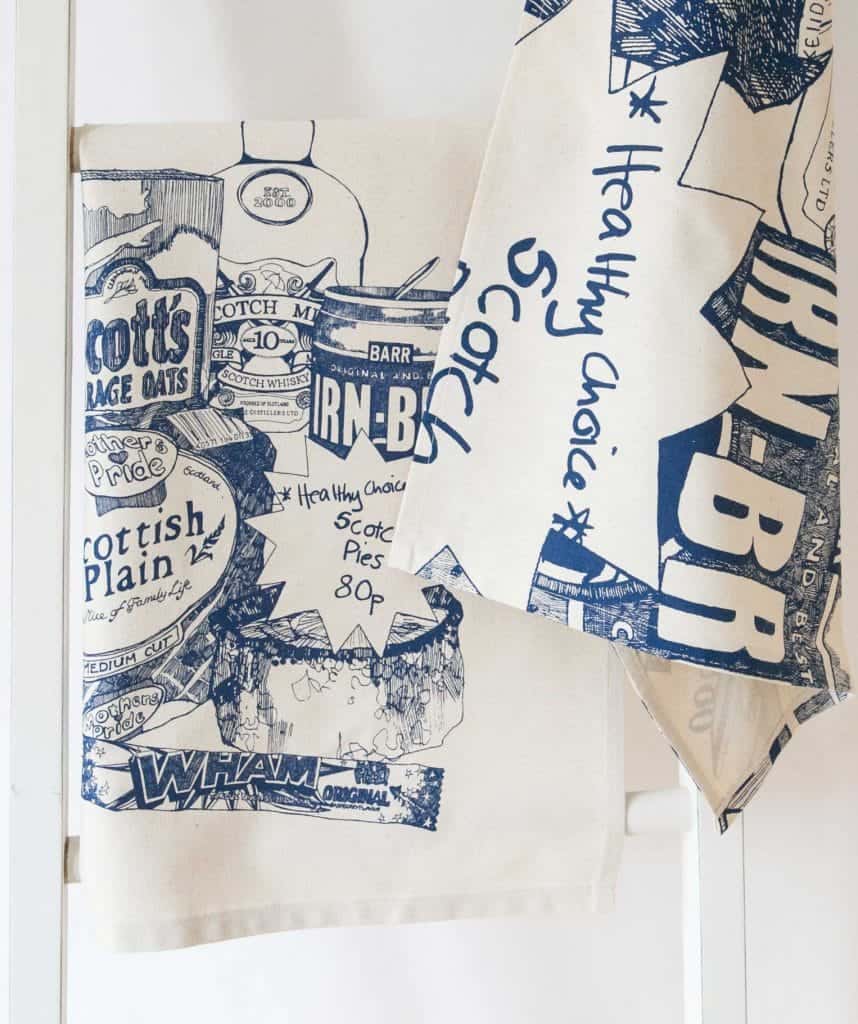Kitchen Tea Towel with Burke and Hare design by Gillian Kyle