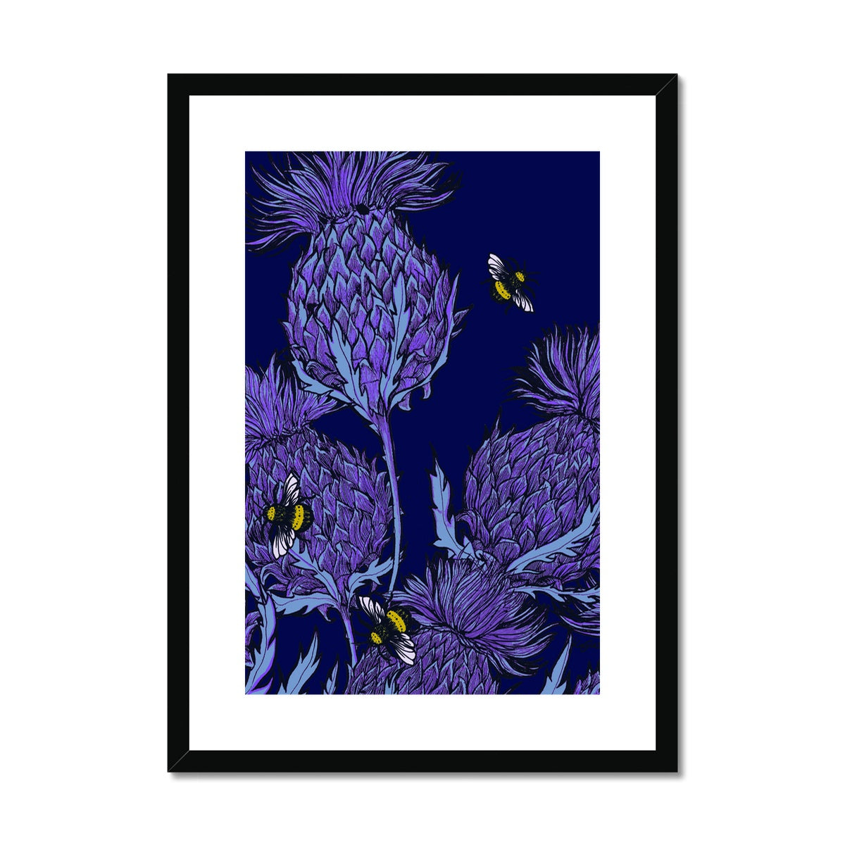 Midnight Thistle Framed & Mounted Print