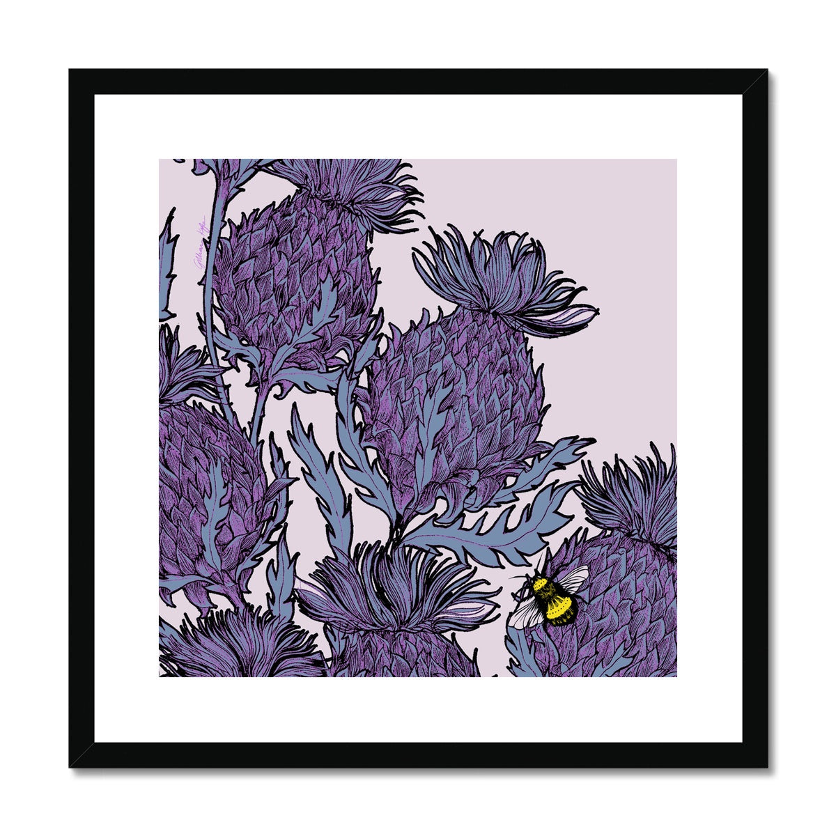 Lilac Thistles Framed & Mounted Print