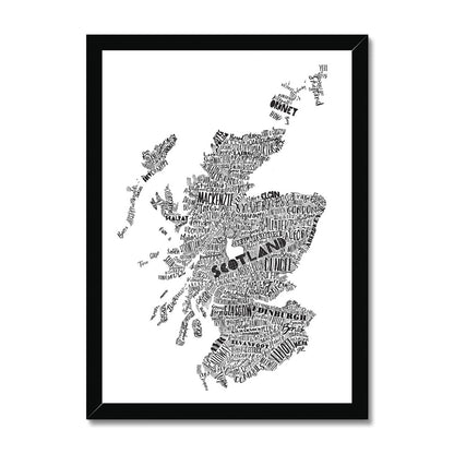Mapped Out Monochrome Framed Print