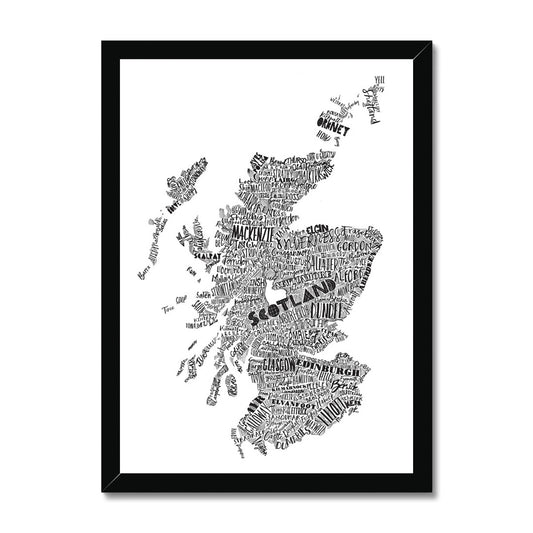 Mapped Out Monochrome Framed Print