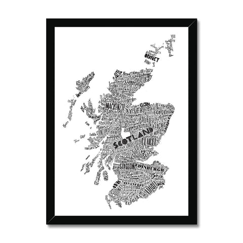 Mapped Out Monochrome Framed Print