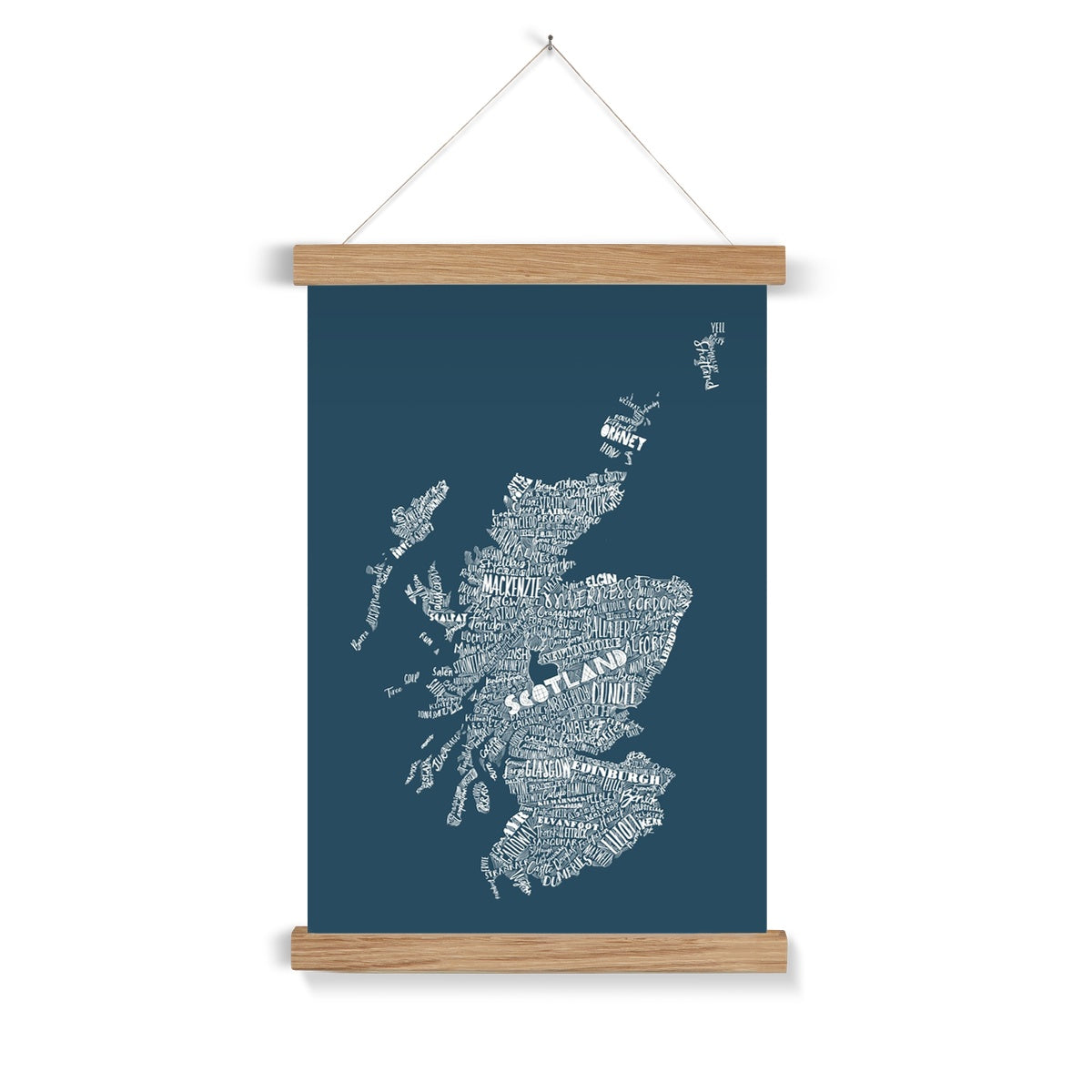 Mapped Out Petrol Blue Fine Art Print with Hanger