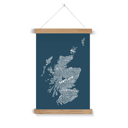 Mapped Out Petrol Blue Fine Art Print with Hanger