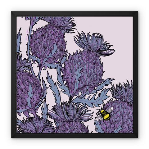Lilac Thistles Framed Canvas