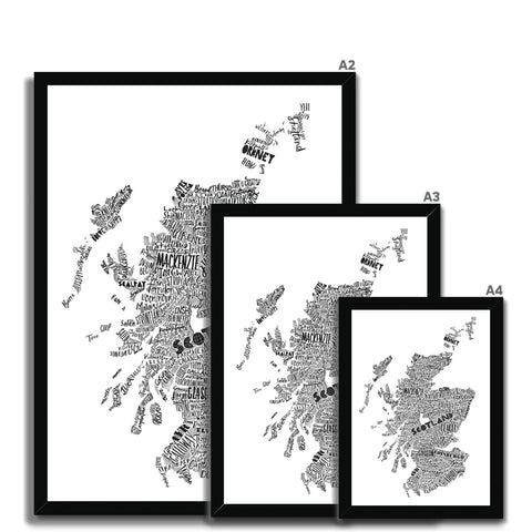 Mapped Out Monochrome Framed Print