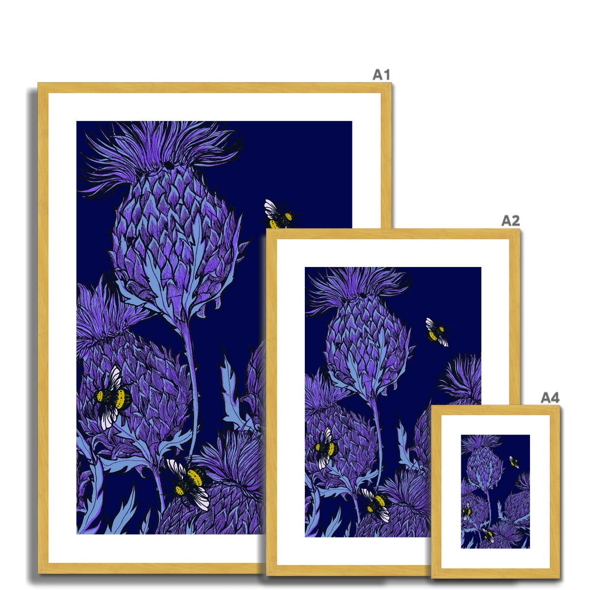 Midnight Thistle Antique Framed & Mounted Print