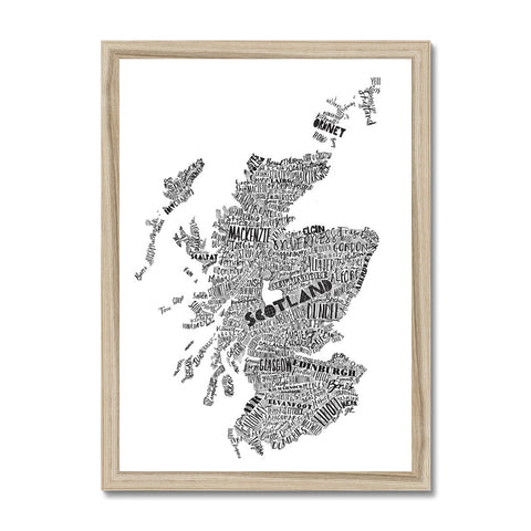 Mapped Out Monochrome Framed Print