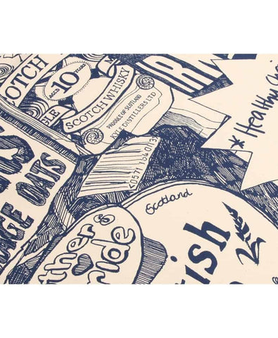 Kitchen Tea Towel with Scottish Breakfast illustration by Gillian Kyle (zoom)