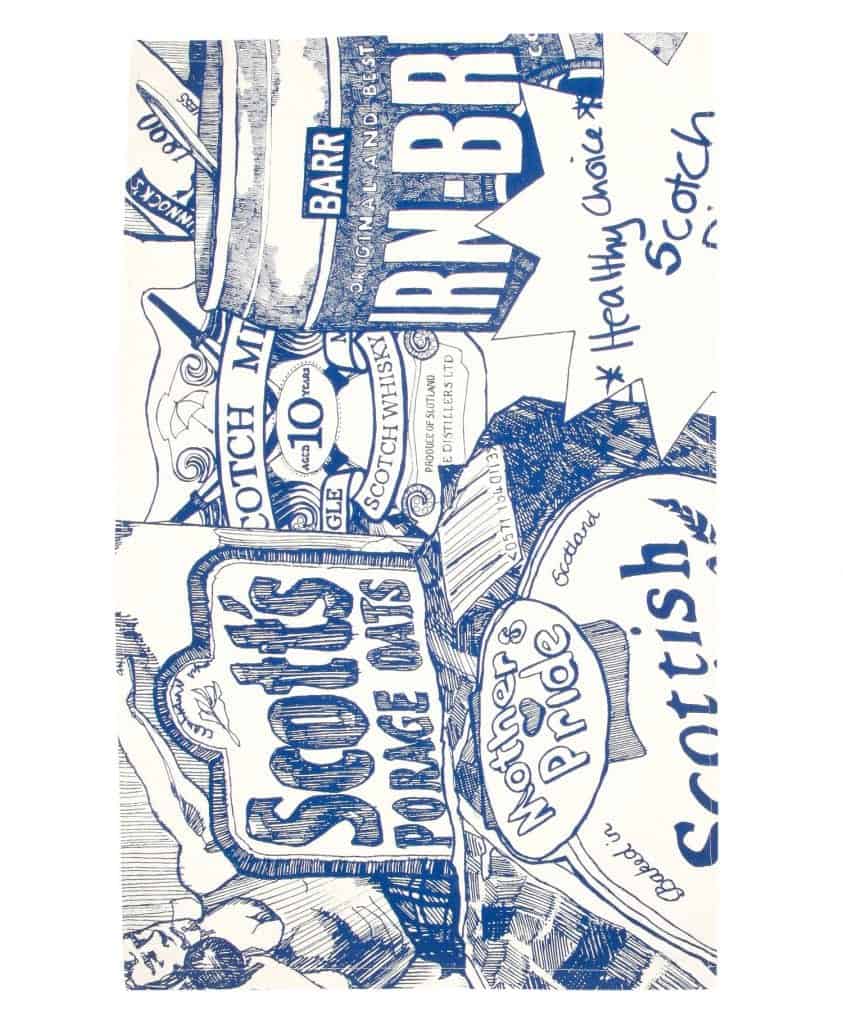 Kitchen Tea Towel with Scottish Breakfast illustration from Gillian Kyle (zoom)