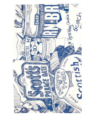 Kitchen Tea Towel with Scottish Breakfast illustration from Gillian Kyle (zoom)