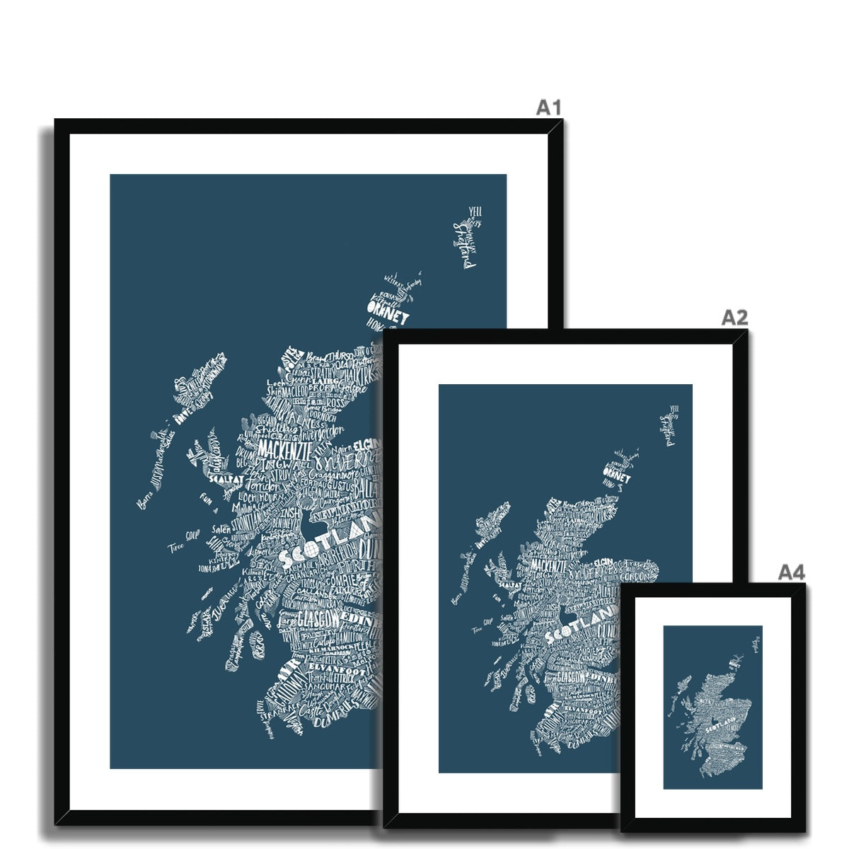 Mapped Out Petrol Blue Framed & Mounted Print