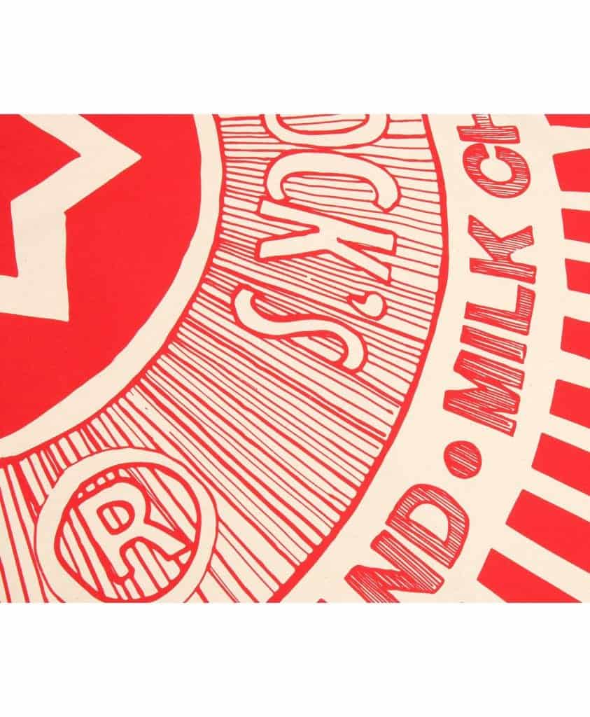 Kitchen Tea Towel with Tunnock's Teacake design by Gillian Kyle (in detail)