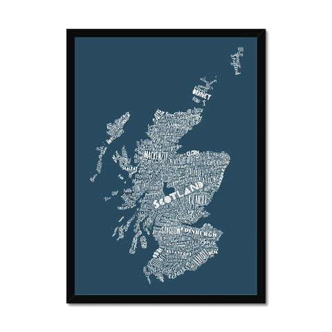 Mapped Out Petrol Blue Framed Print
