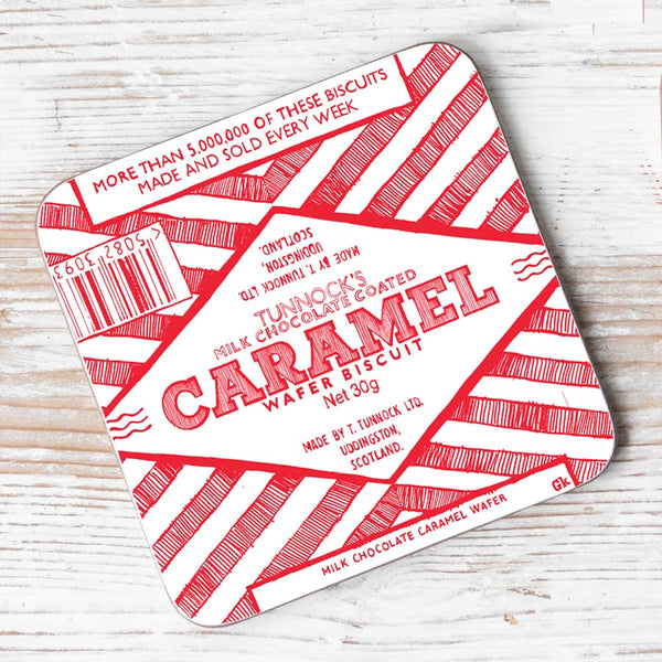 Tea Cake Rapper Tunnock's Tea Cake Wrapper Individual Coaster by artist Gillian Kyle ...