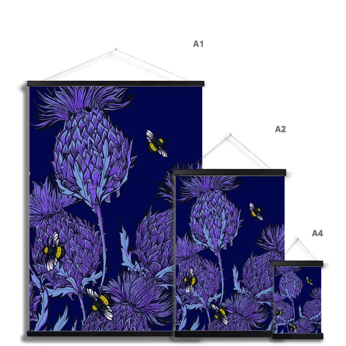 Midnight Thistle Fine Art Print with Hanger